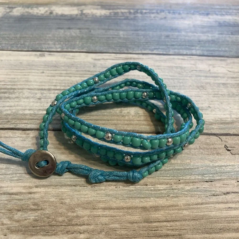 Blue Turquoise Beads Wrap Bracelet 30